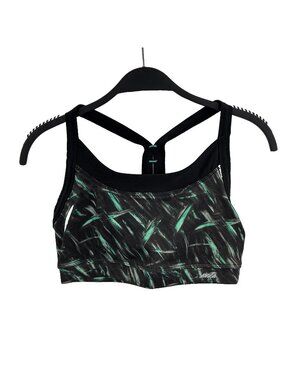 Avia Womens Sports Bra Medium Racerback Athletic Gym Yoga Black Green